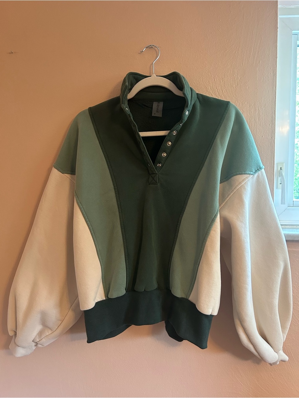 Alter’d state revival green and cream colored oversized pullover